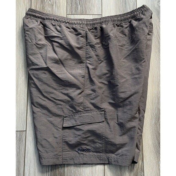 Reebok Athletic Cargo Brown Shorts 100% Nylon Drawstring Mens Size Large - Picture 3 of 10